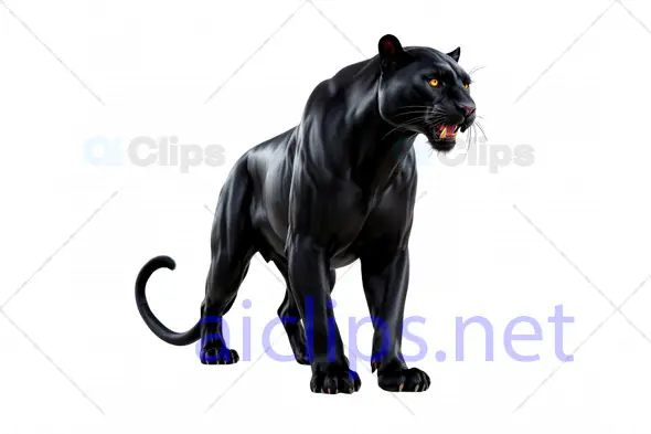 Fierce 3D Black Panther Roaring with Muscular Build