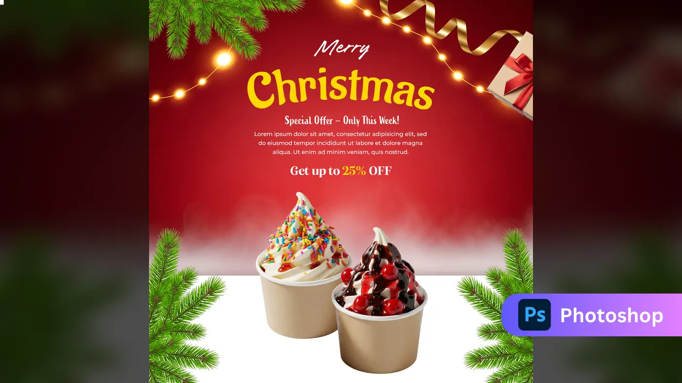 Festive Dessert Christmas Promotion Template