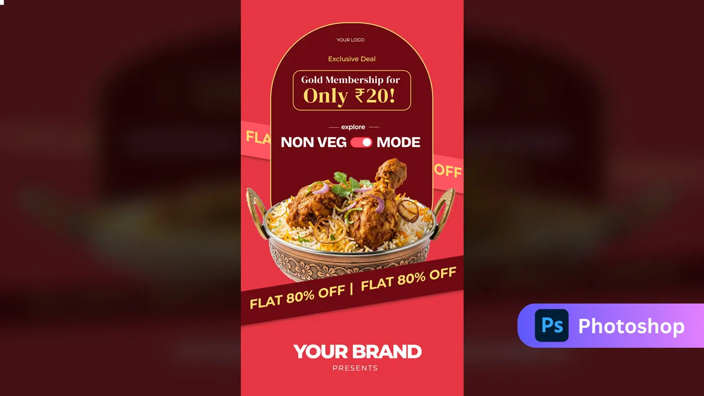 Non-Veg Food App Membership Banner Template