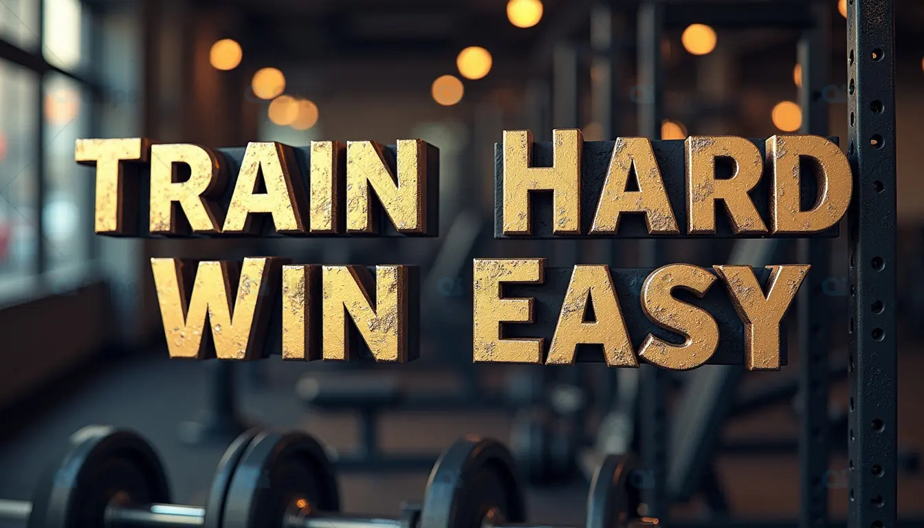 Motivational Gym Quote - Train Hard, Win Easy