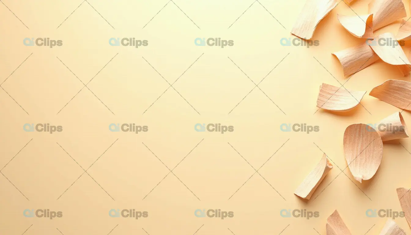 Wood Shavings on Light Beige Background