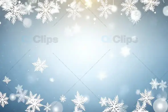 Festive Falling Snowflakes on Winter Blue Background