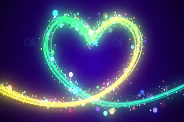 Vibrant Neon Heart with Sparkling Trails Animation
