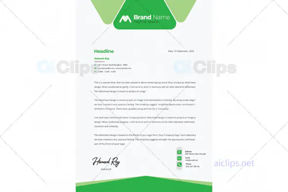 Green Corporate Letterhead PSD Template
