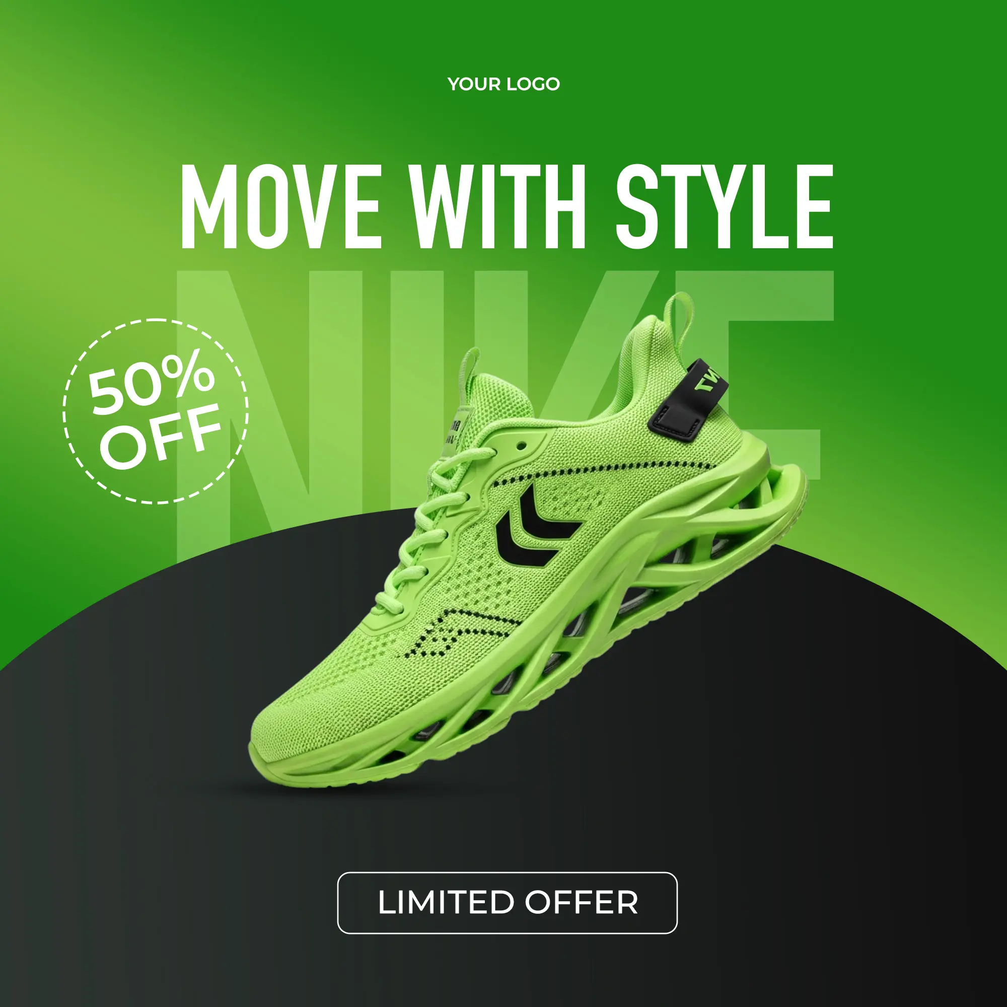 High-Energy Sneaker Ad Post Template