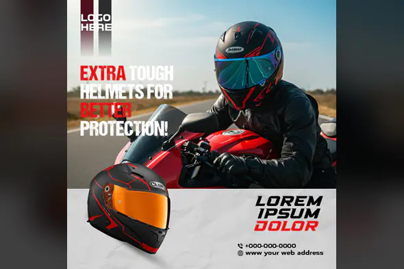 Motorcycle Helmet Safety Promotion Template