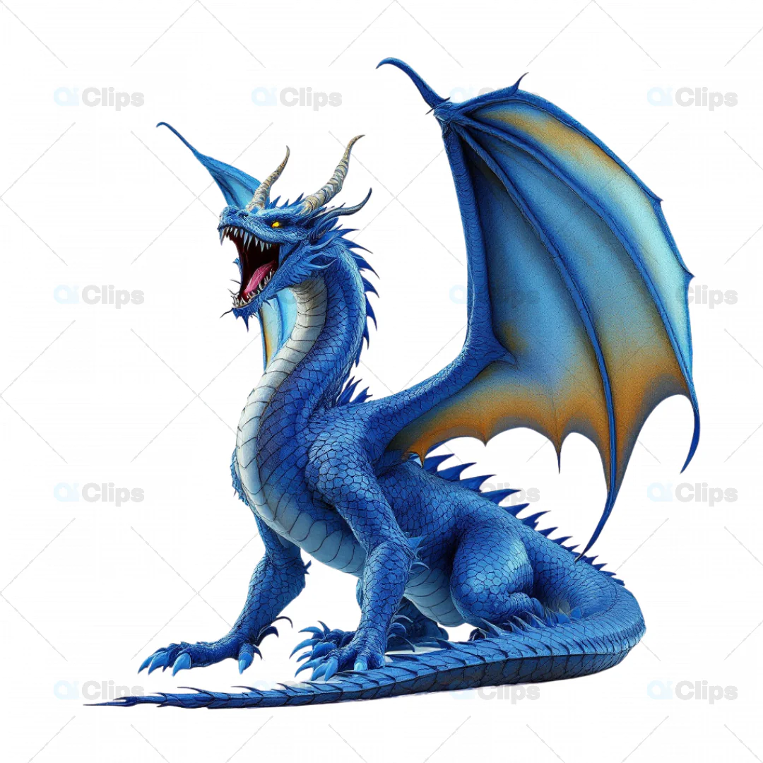 Majestic 3D Blue Dragon with Vibrant Scales and Outstretched Wings