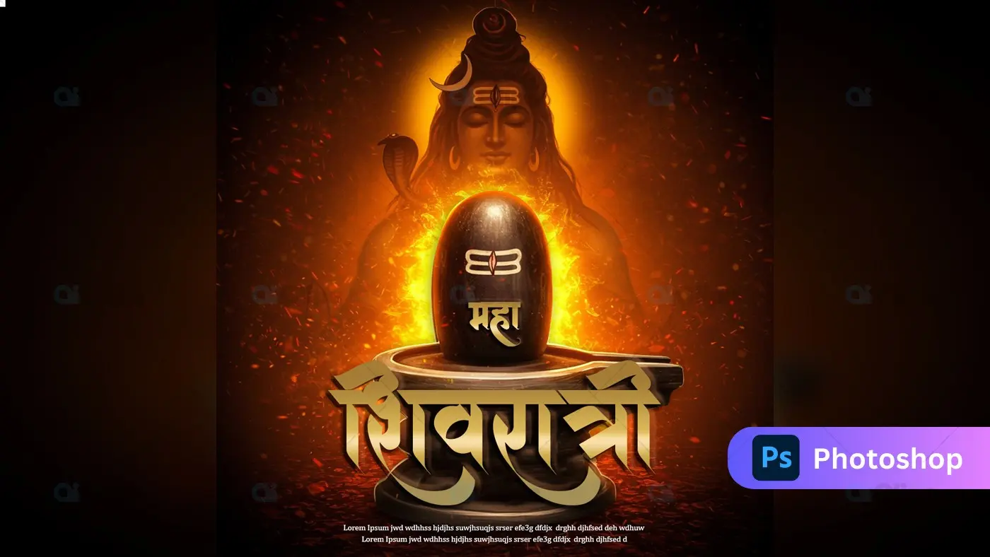 Shiva Lingam with Divine Aura  PSD Template
