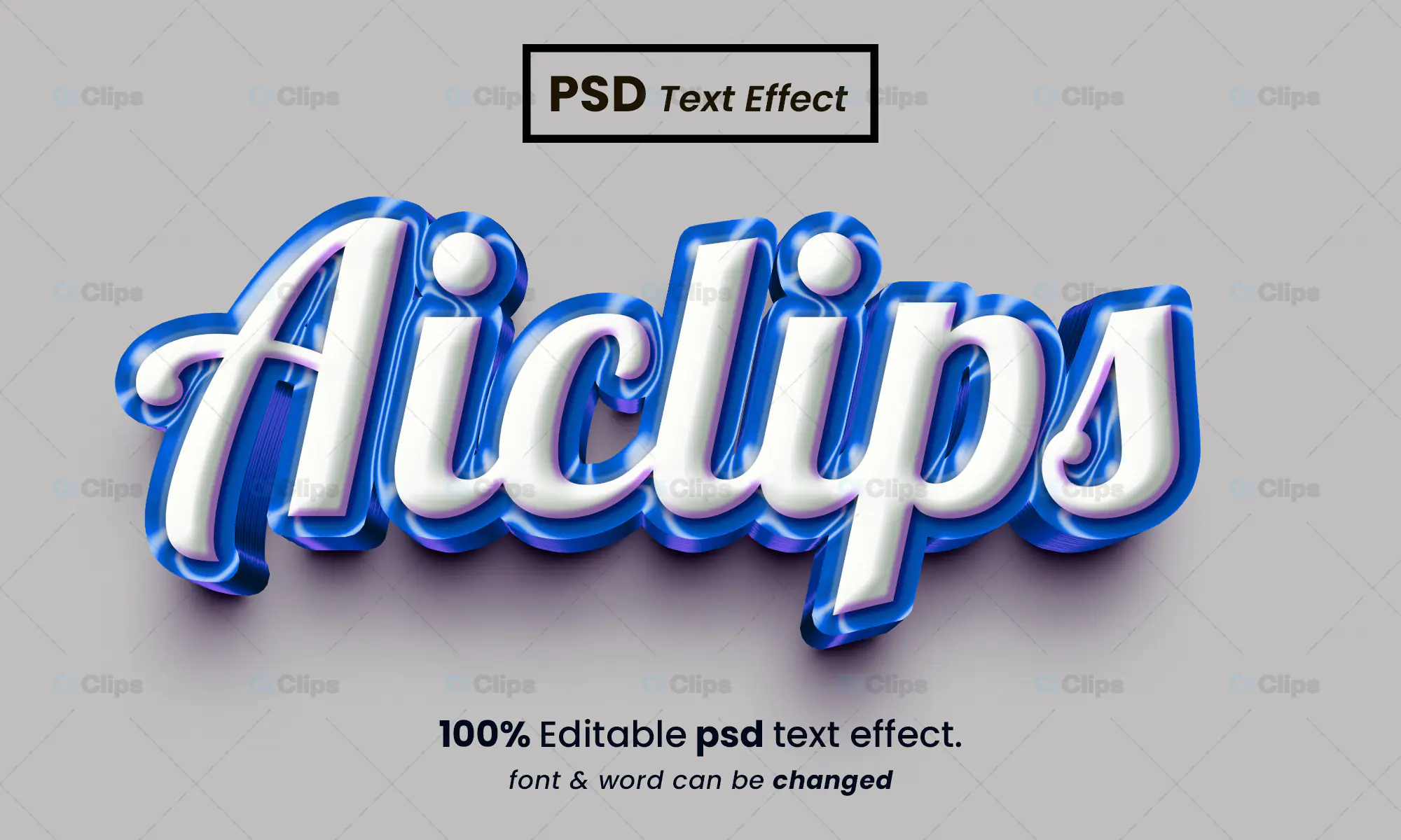 Glossy Blue Script Text Effect PSD