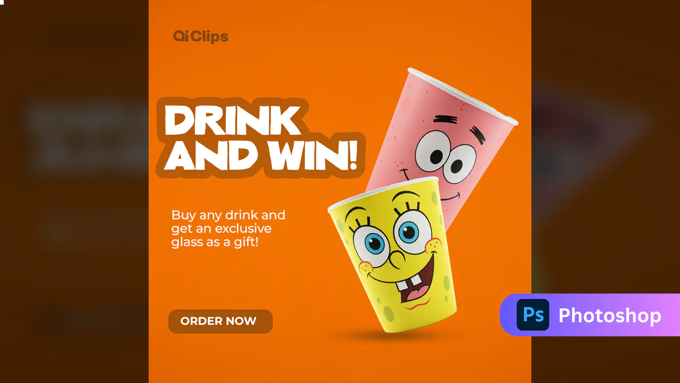 Cartoon Cup Promotion Template