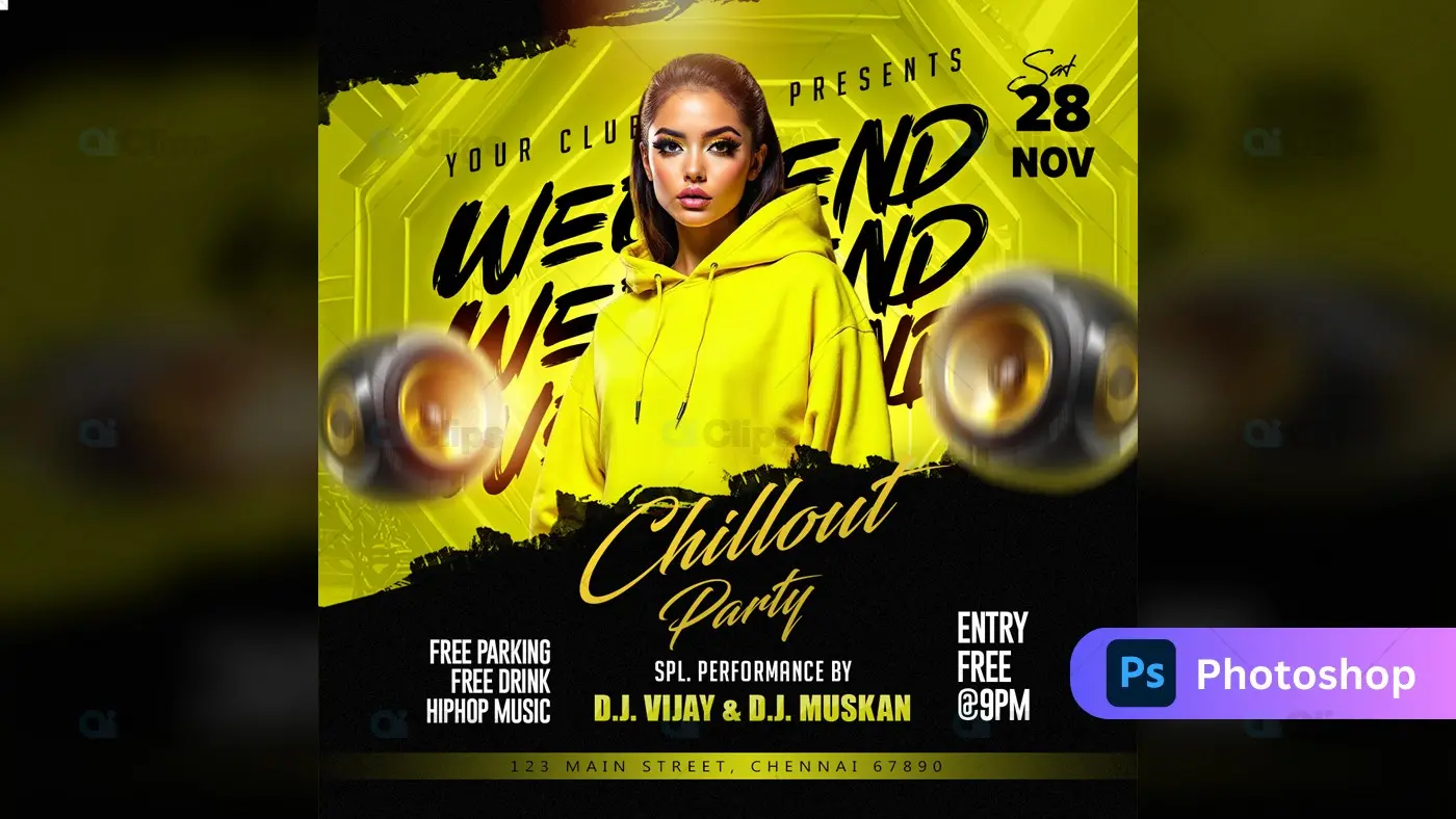Weekend Chillout Party Flyer PSD Template