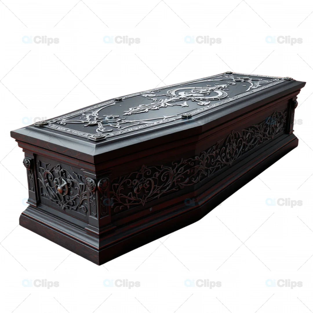 Gothic 3D Ornate Coffin Illustration