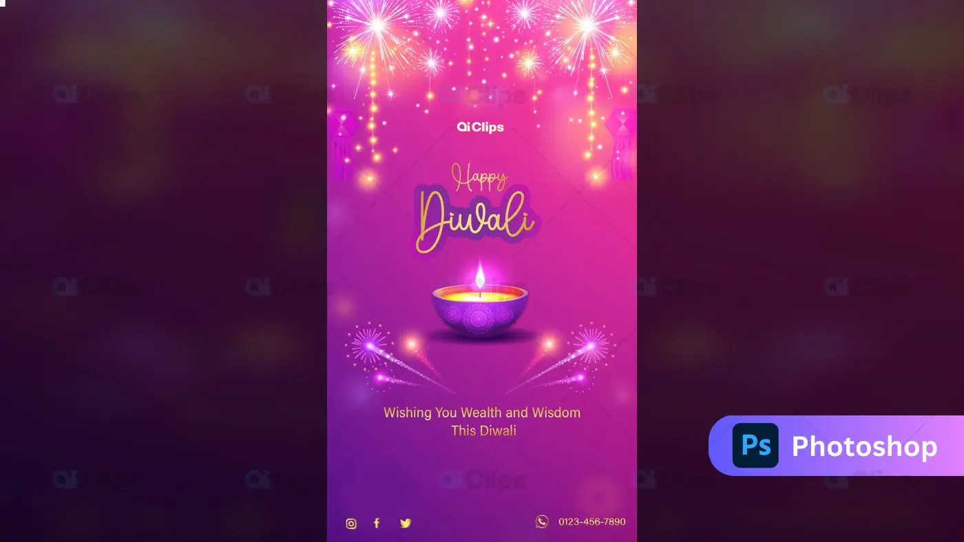 Happy Diwali Greeting Flyer PSD Template