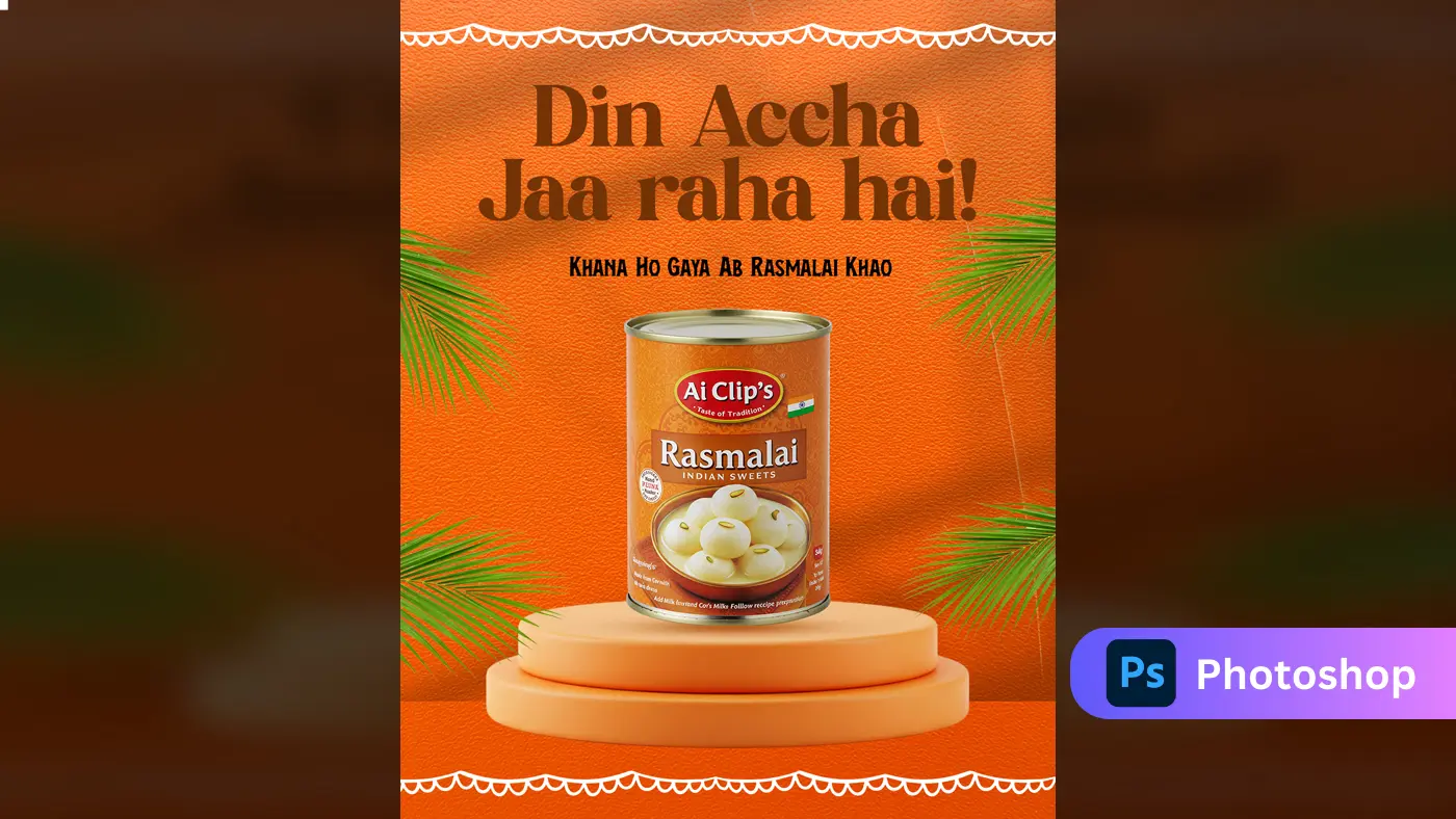 Ai Clips Rasmalai Template Editable Marketing Design for Indian Sweets