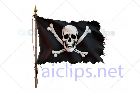 Realistic Jolly Roger Pirate Flag 3D Model
