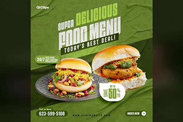 Delicious Food Menu Photoshop Template for Promotions