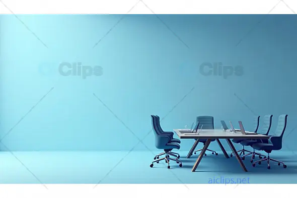Minimalist Conference Room with Blue Tone Design