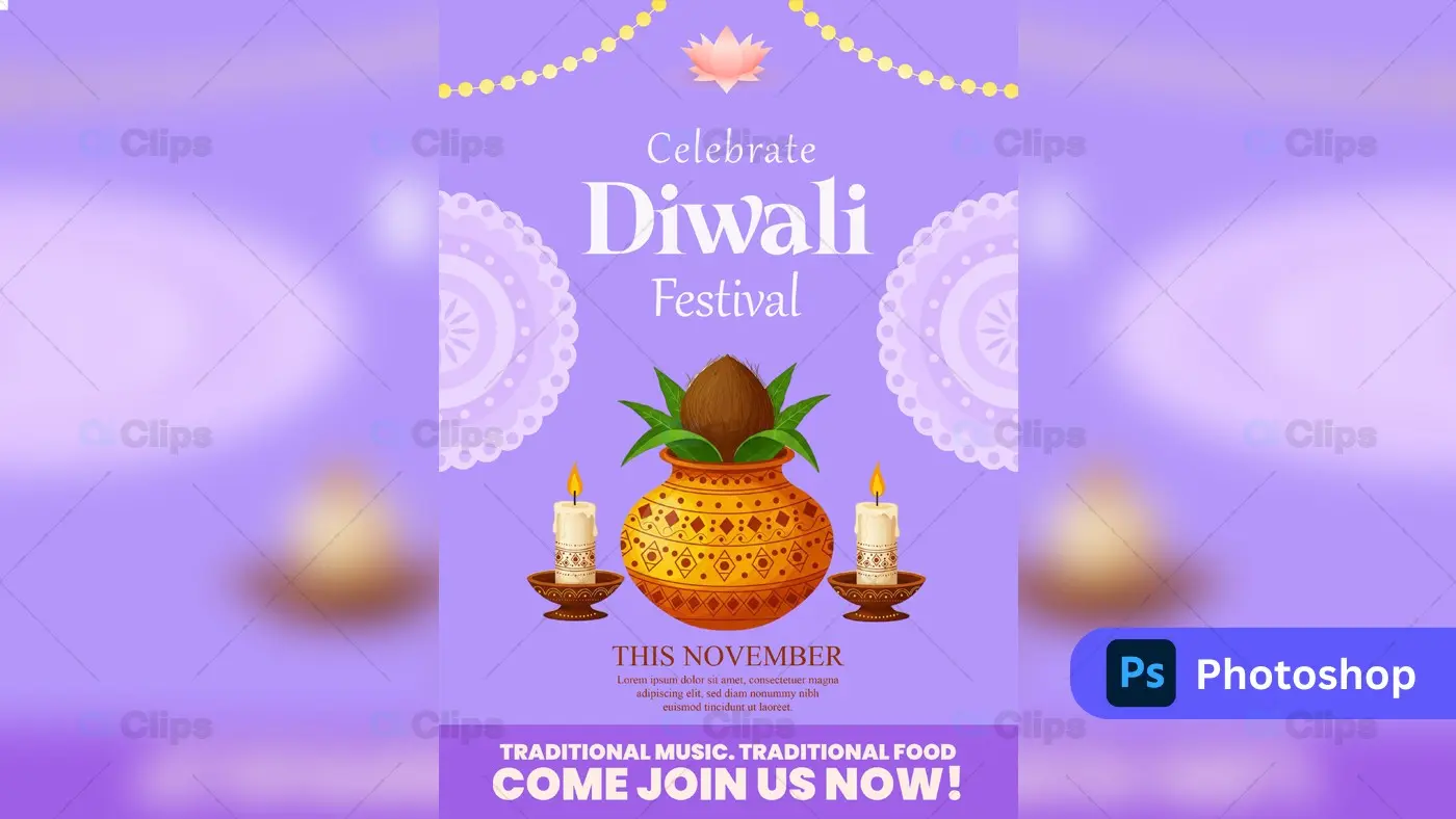 Diwali Festival Celebration Poster PSD