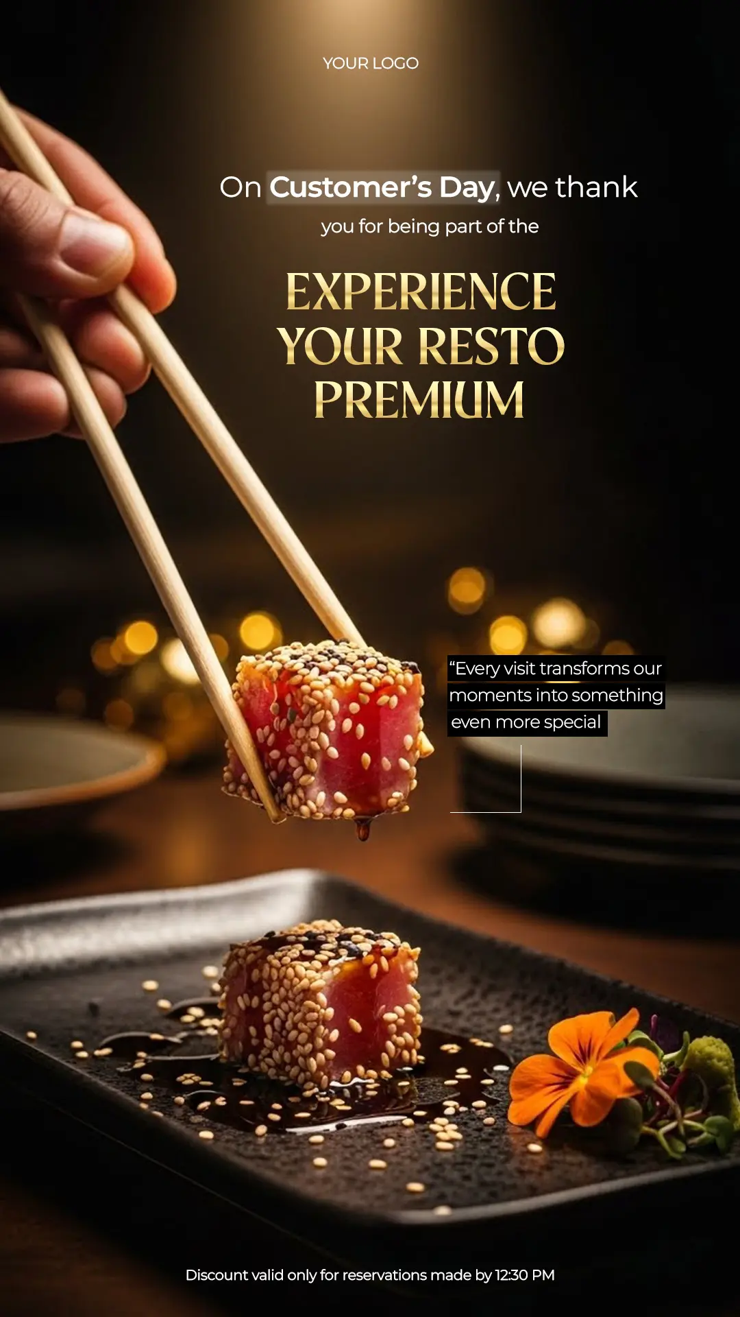 Gourmet Restaurant Customer Day Social Media Post