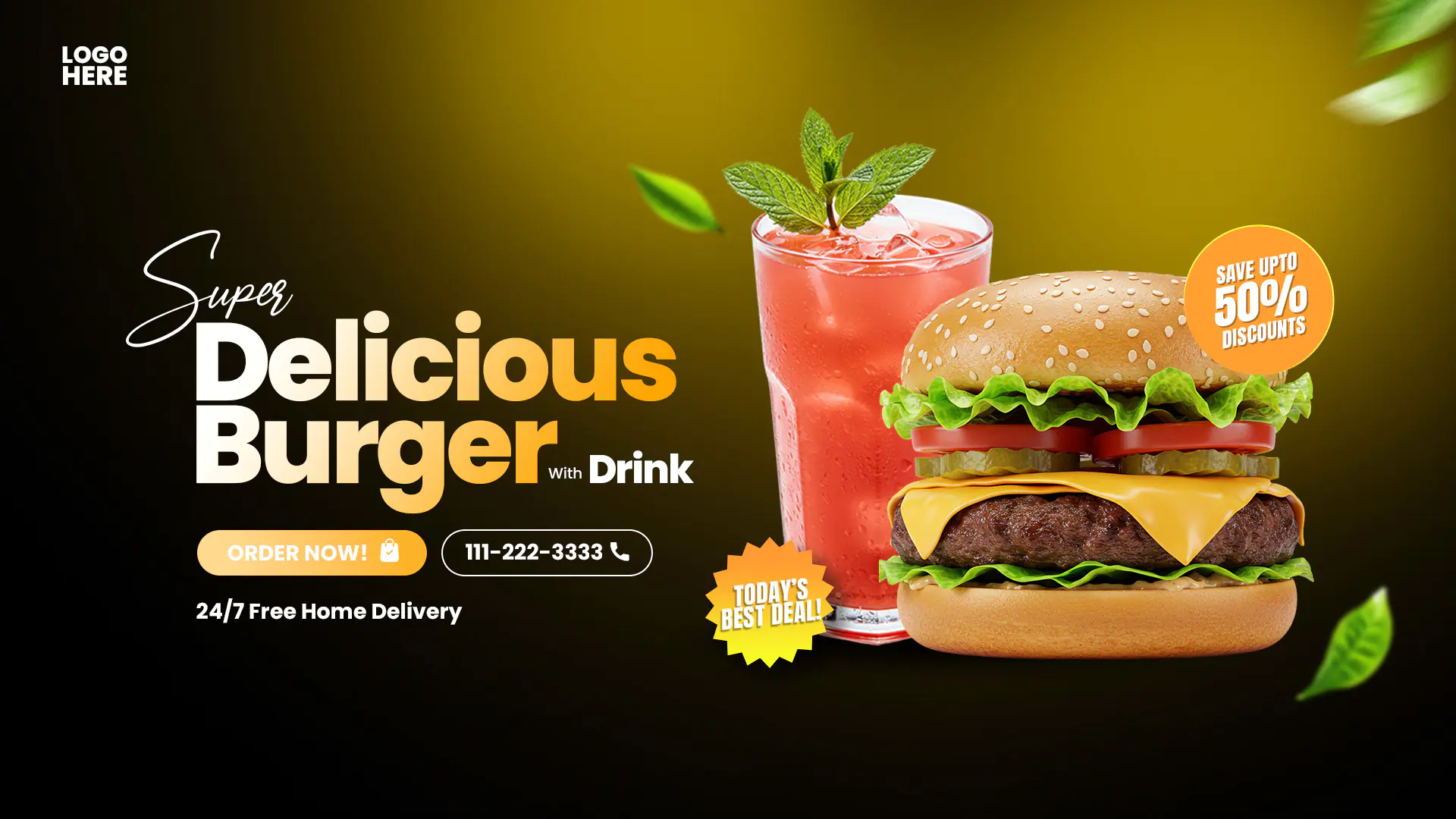 Mouthwatering Burger Combo Promo Template