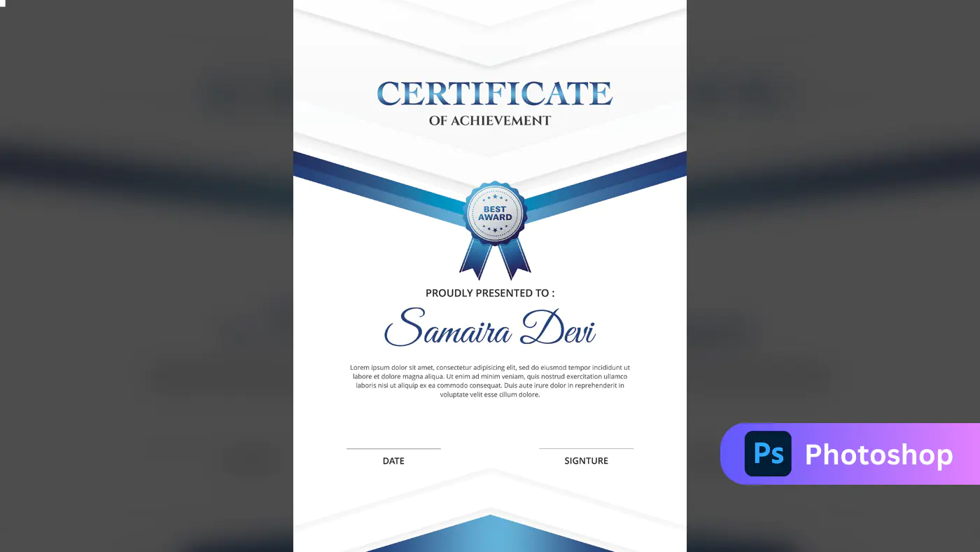 Blue Ribbon Achievement Certificate Template