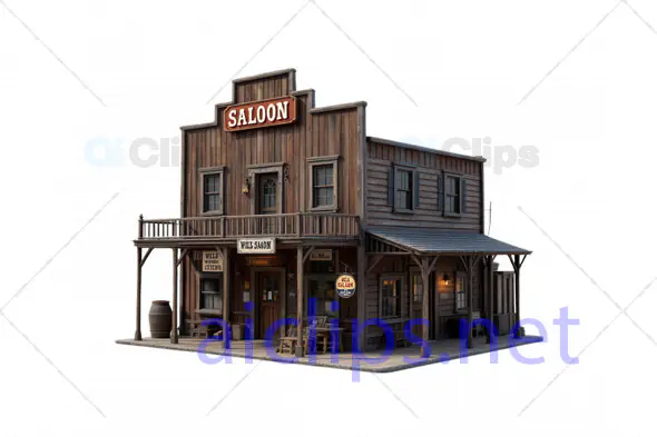 Authentic 3D Wild West Saloon Building Model