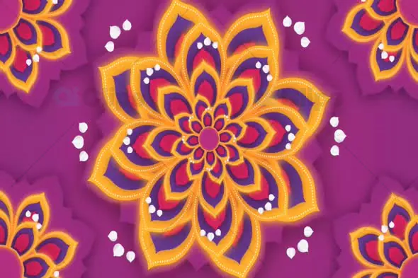 Vibrant Mandala Flower Pattern on Purple Background - Festive Motion Graphic