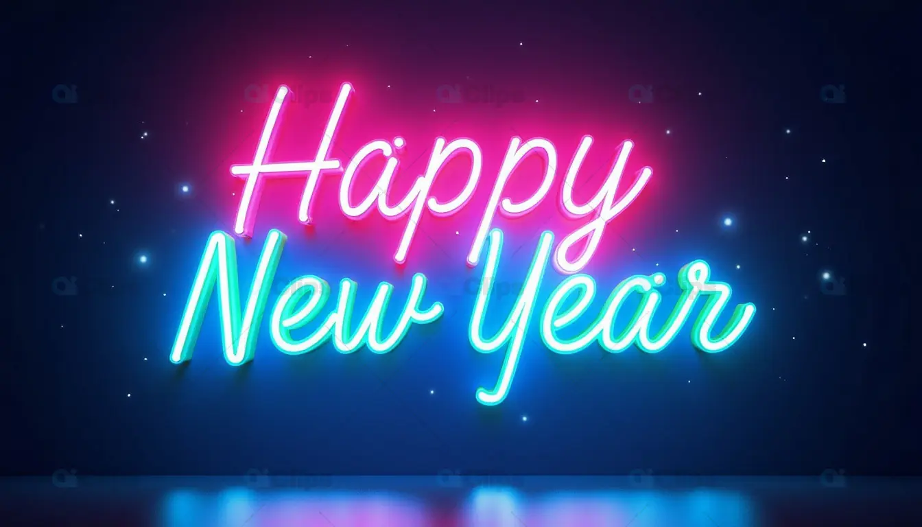 Happy New Year Neon Sign – Festive Neon Typography Design
