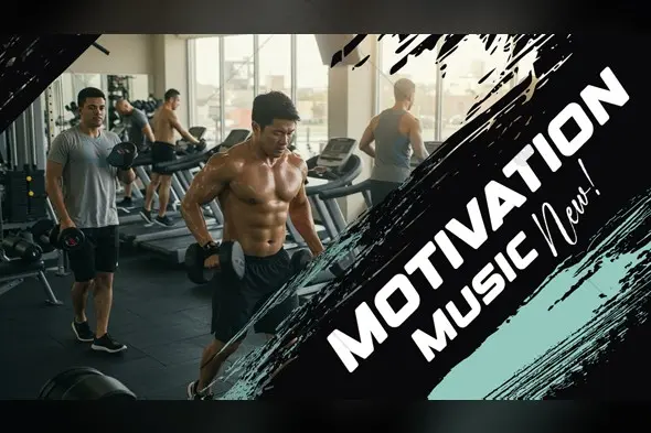 Fitness Gym Motivation Banner Template with Brush Stroke Design