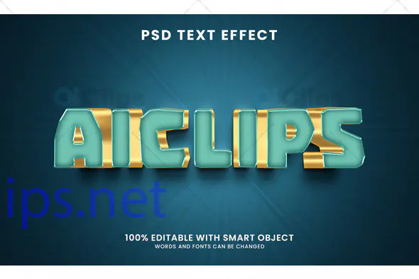 Aqua Gold 3D Text Effect PSD