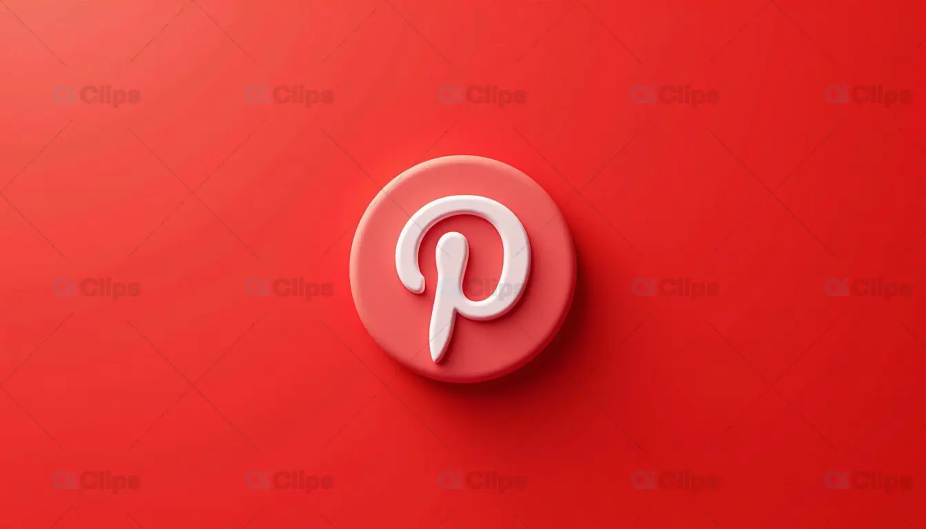 3D Pinterest Logo on Vibrant Red Background