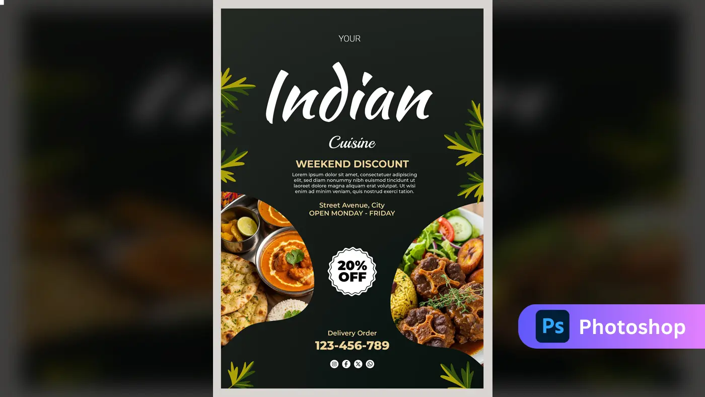 Indian Cuisine Weekend Discount Flyer Template