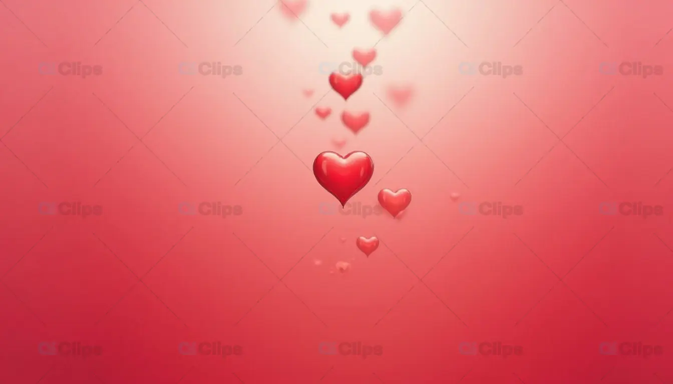 Floating Red Hearts on Gradient Pink Background