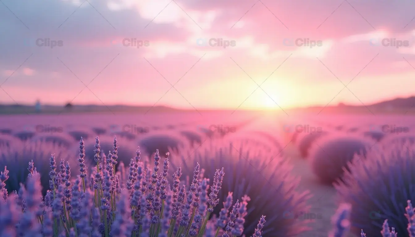 Vibrant Lavender Field at Sunrise