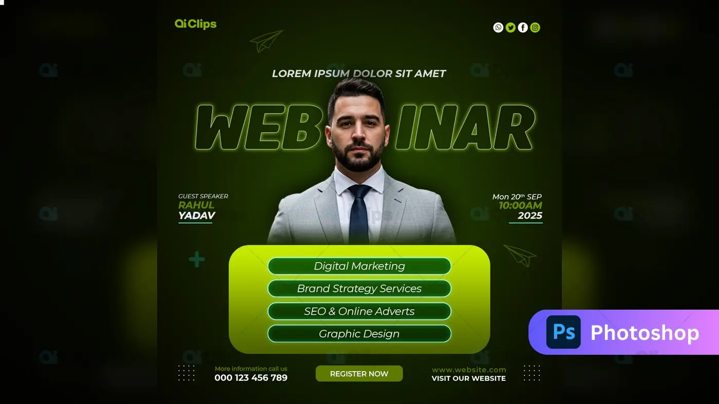 Professional Digital Marketing Webinar Announcement Template