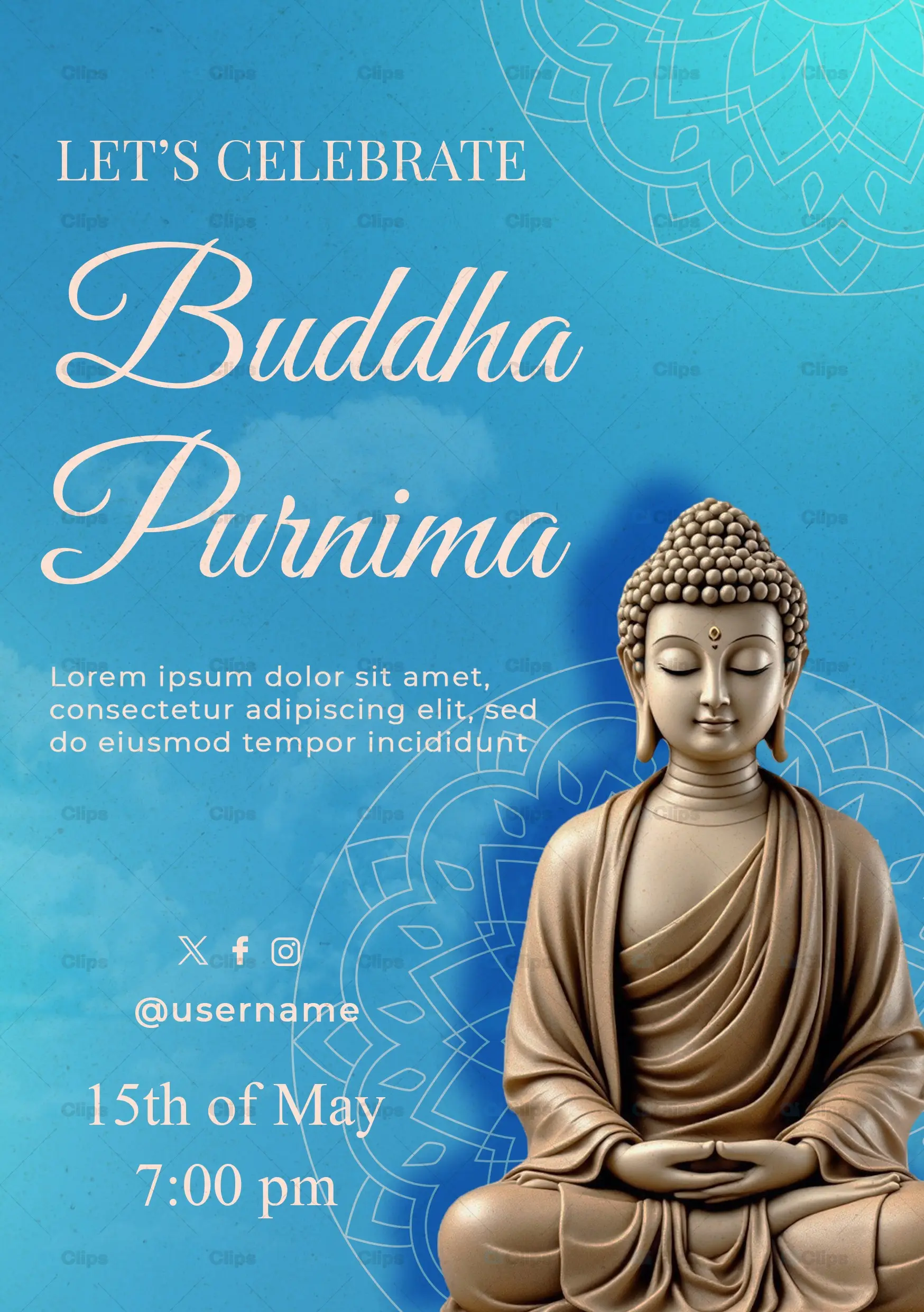 Buddha Purnima Celebration Poster PSD Template