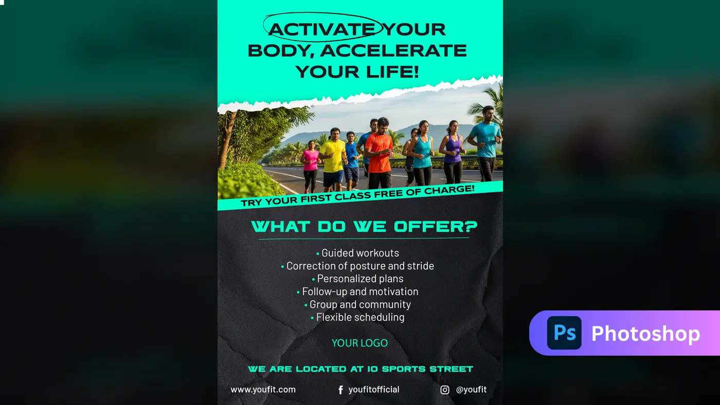 Vibrant Outdoor Fitness Training Promotional Template