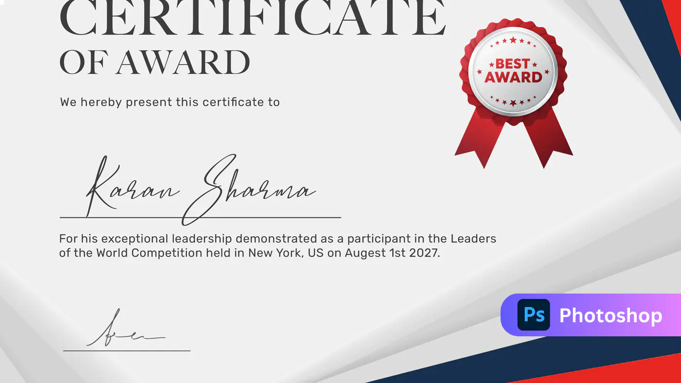 Sleek Leadership Award Certificate Template