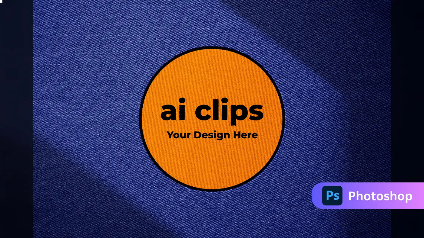 Round Patch Mockup on Denim Fabric