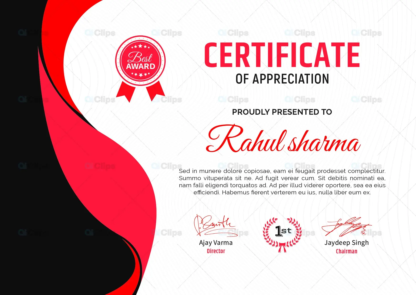 Modern Red Wave Certificate of Appreciation Template