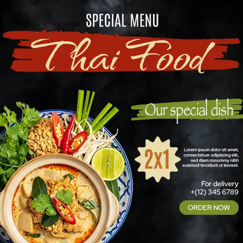 Thai Food Special Menu Promotional Template