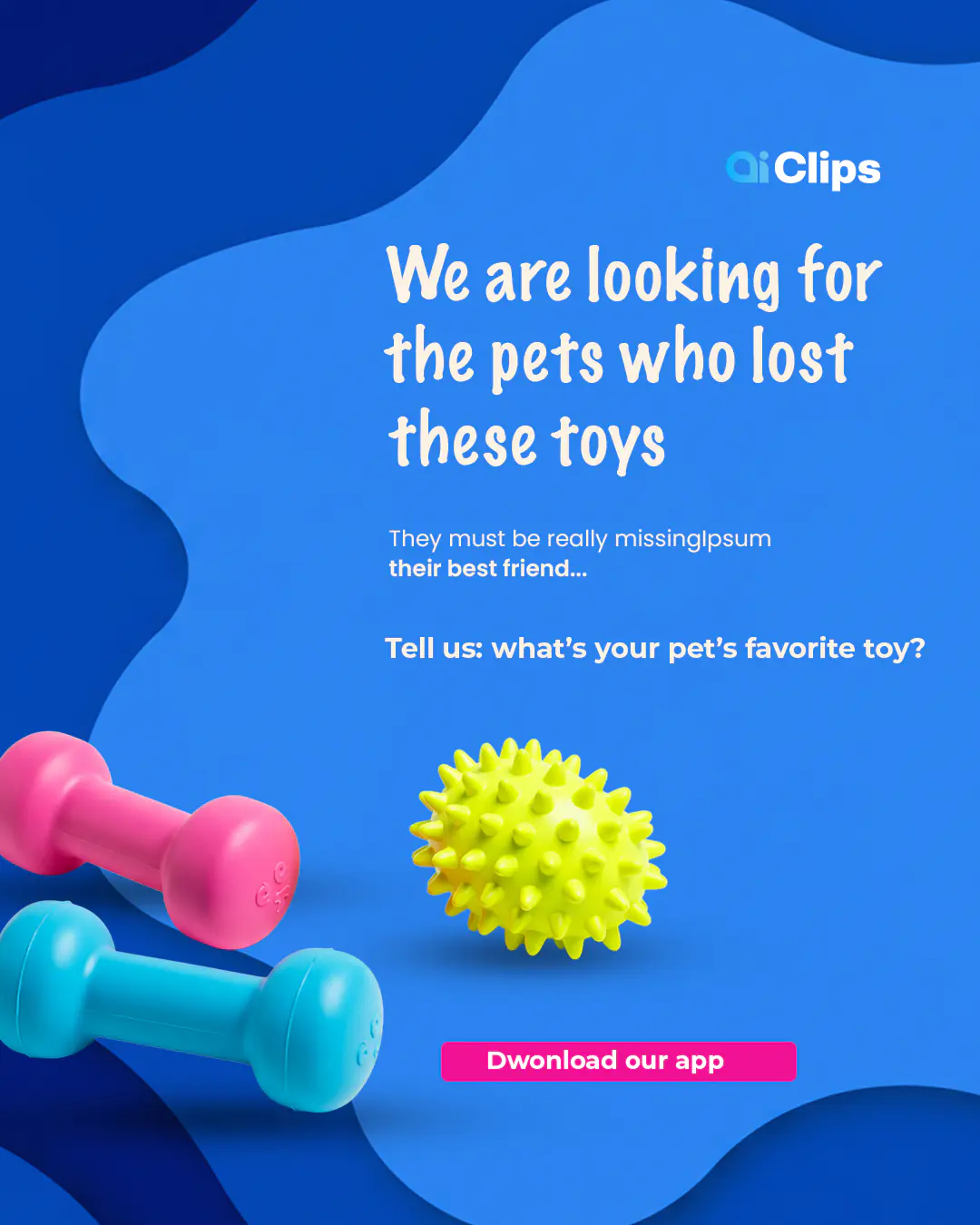 Lost Pet Toys Awareness PSD Template