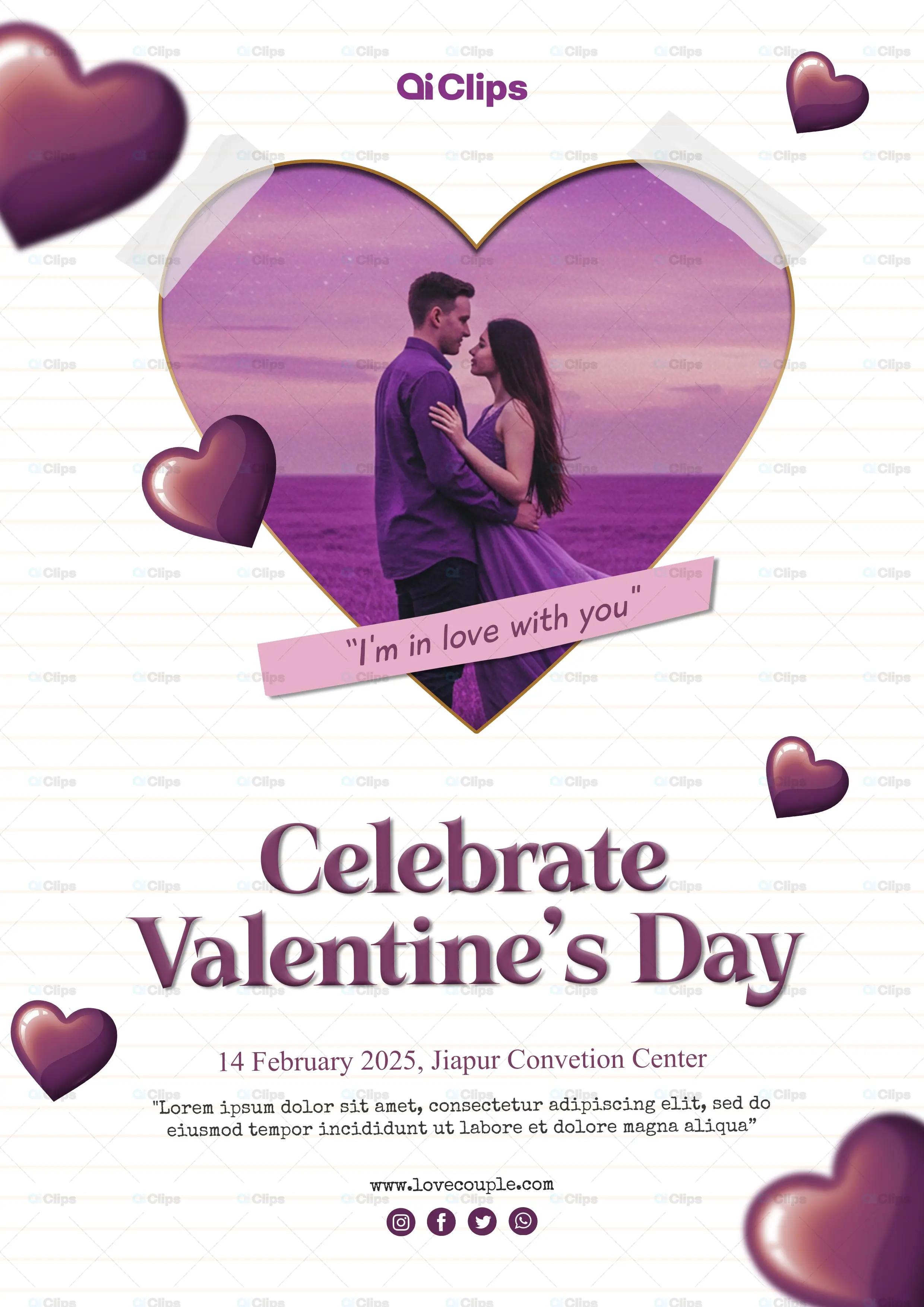Romantic Valentine's Day Photoshop PSD Template | AIClips