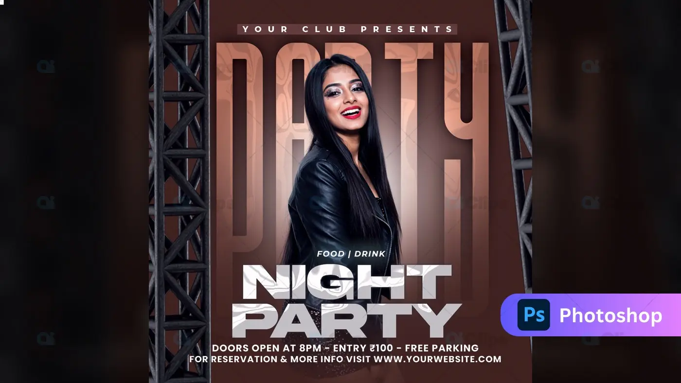 Nightclub Party Promotional Template with Gradient Background