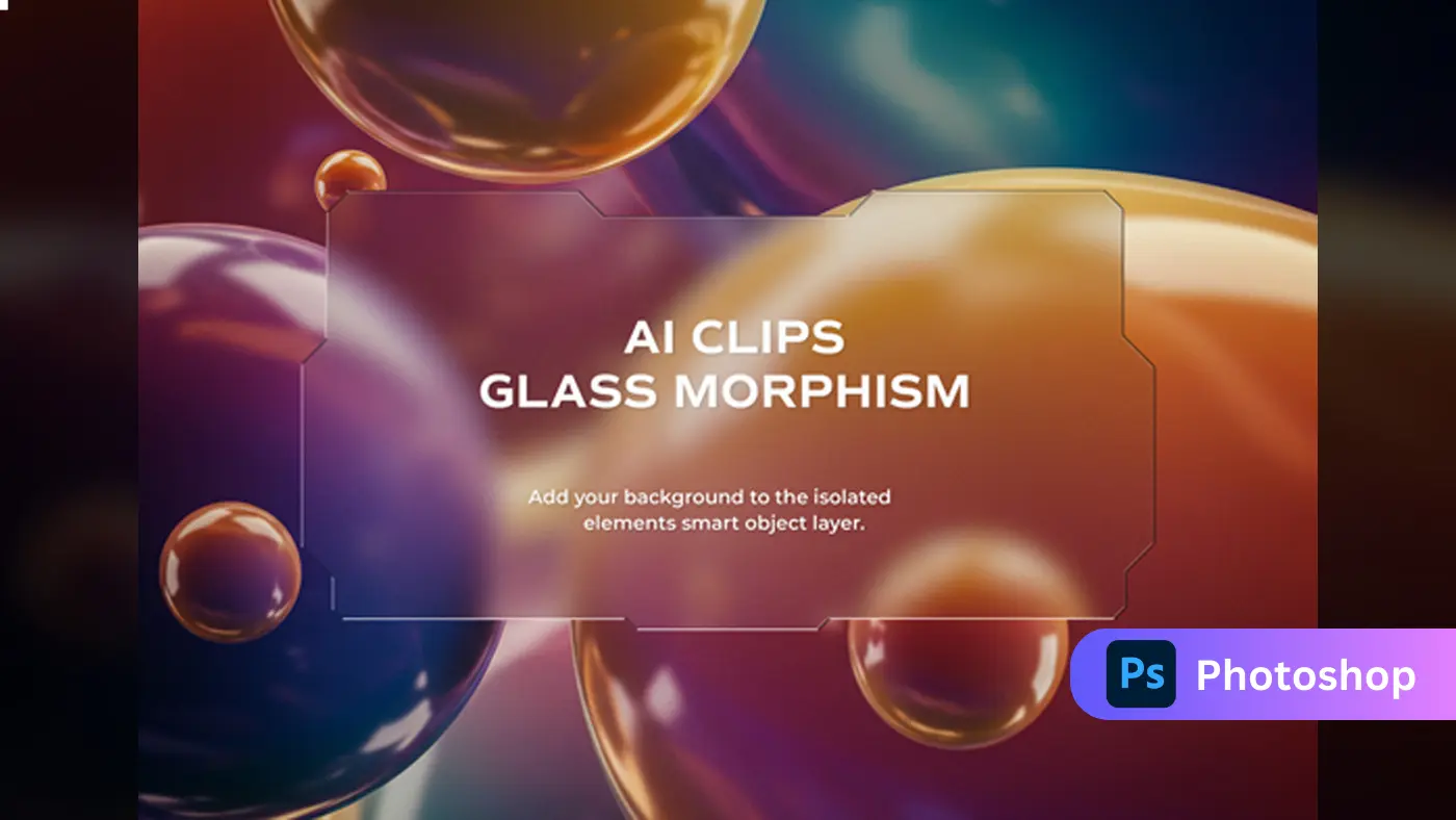 Glass Morphism Mockup with Floating Gradient Bubbles