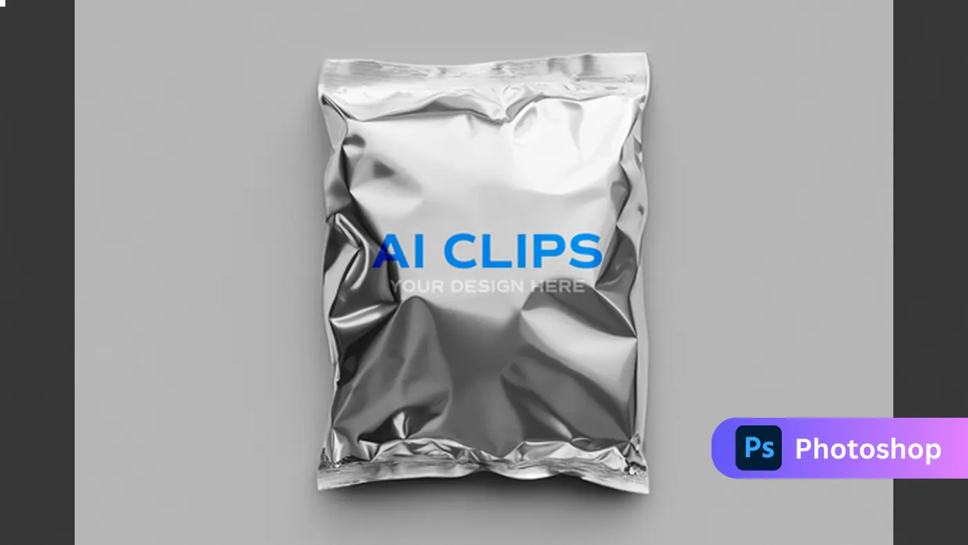Minimal Foil Snack Pouch Mockup