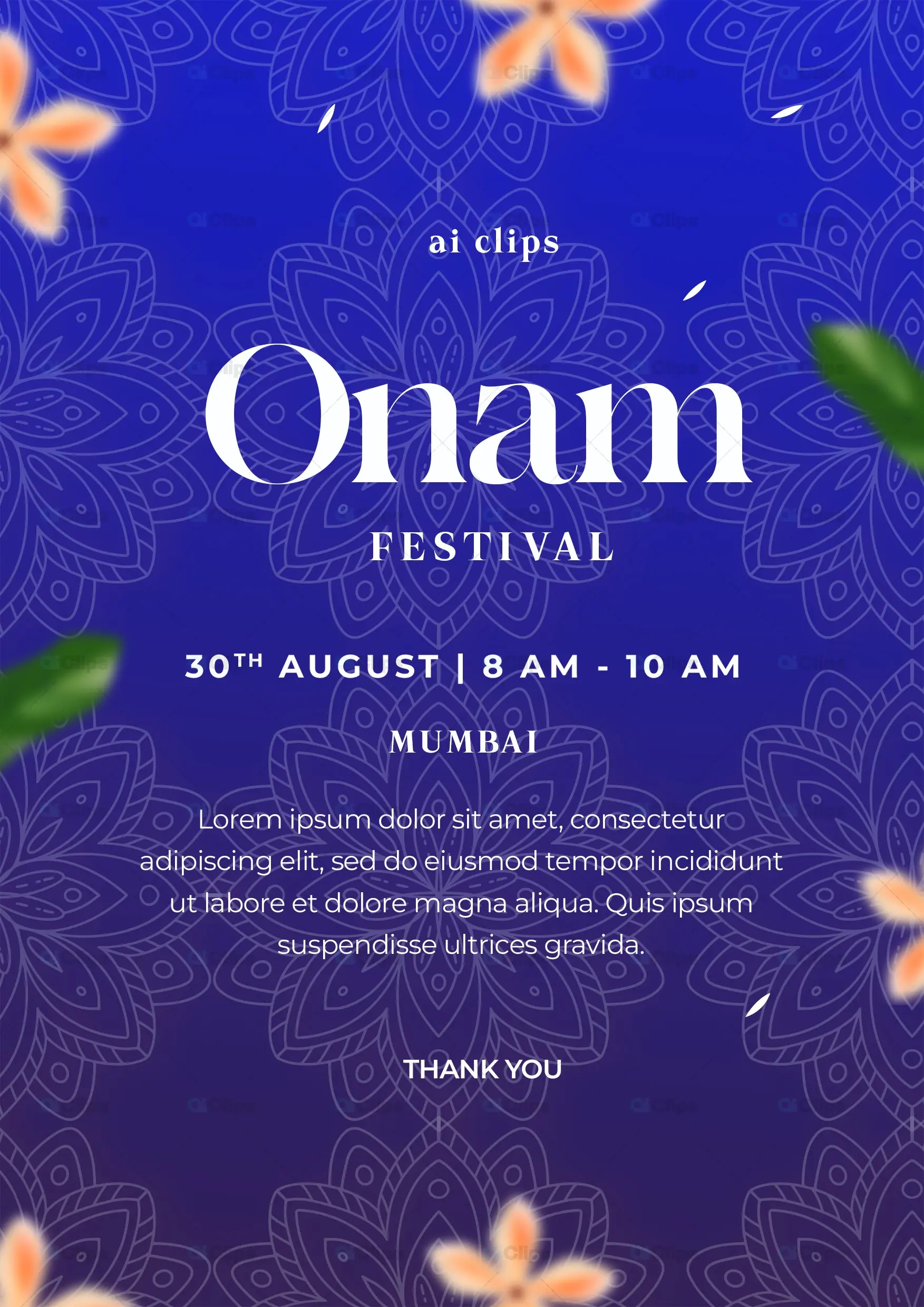 Onam Festival Invitation PSD Template