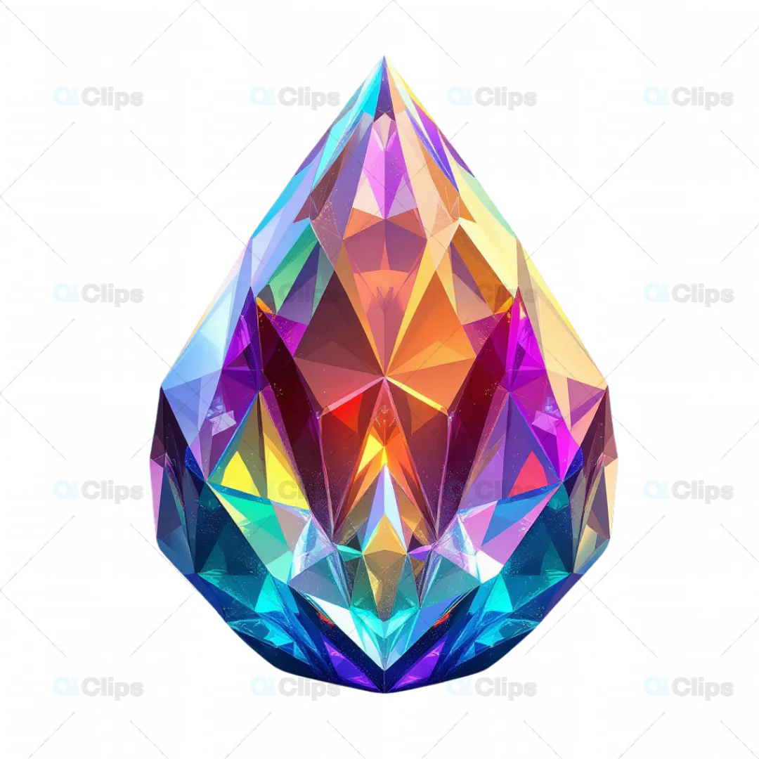 Multicolor Teardrop Fantasy Gemstone - 3D Model