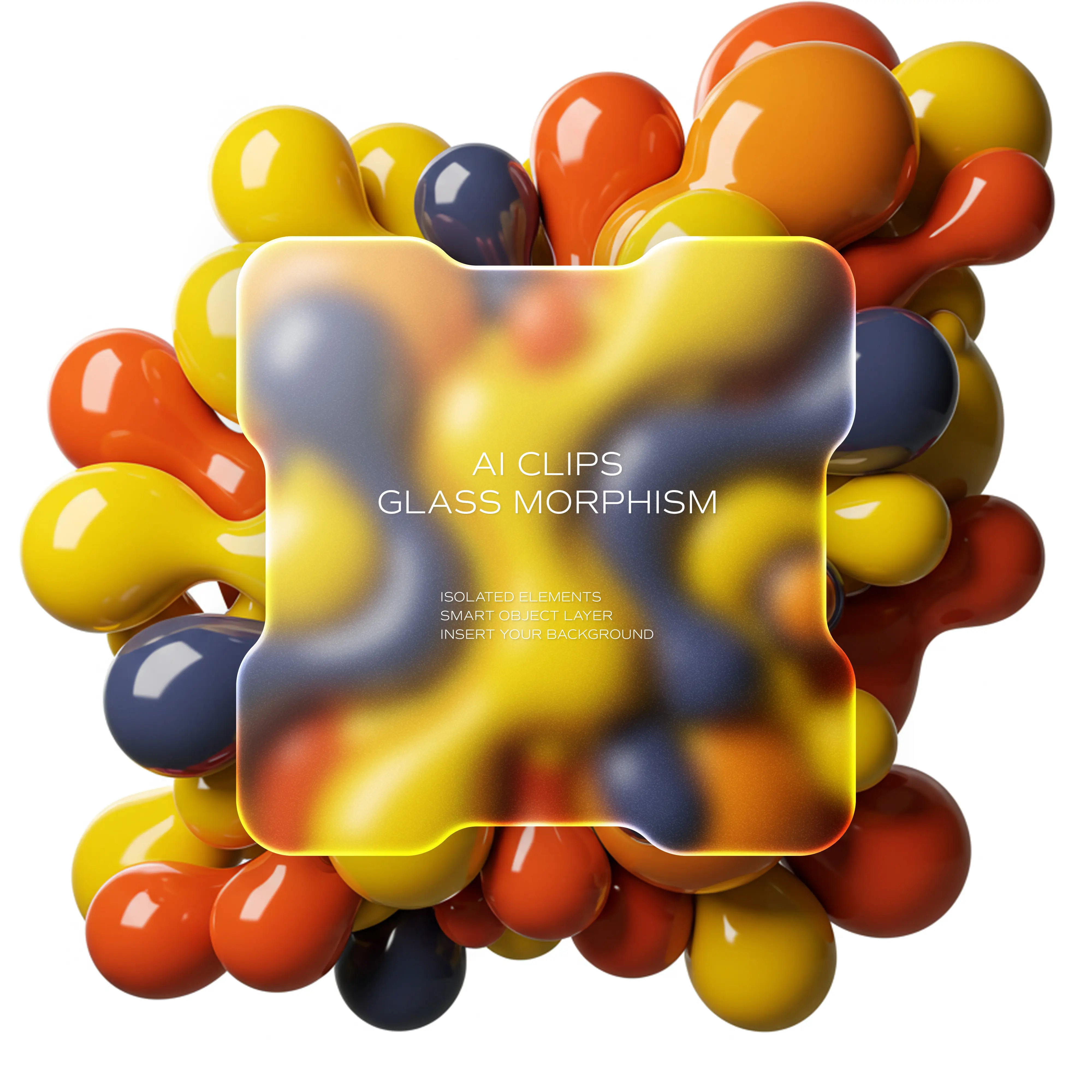 Glass Morphism with Glossy Blob Elements