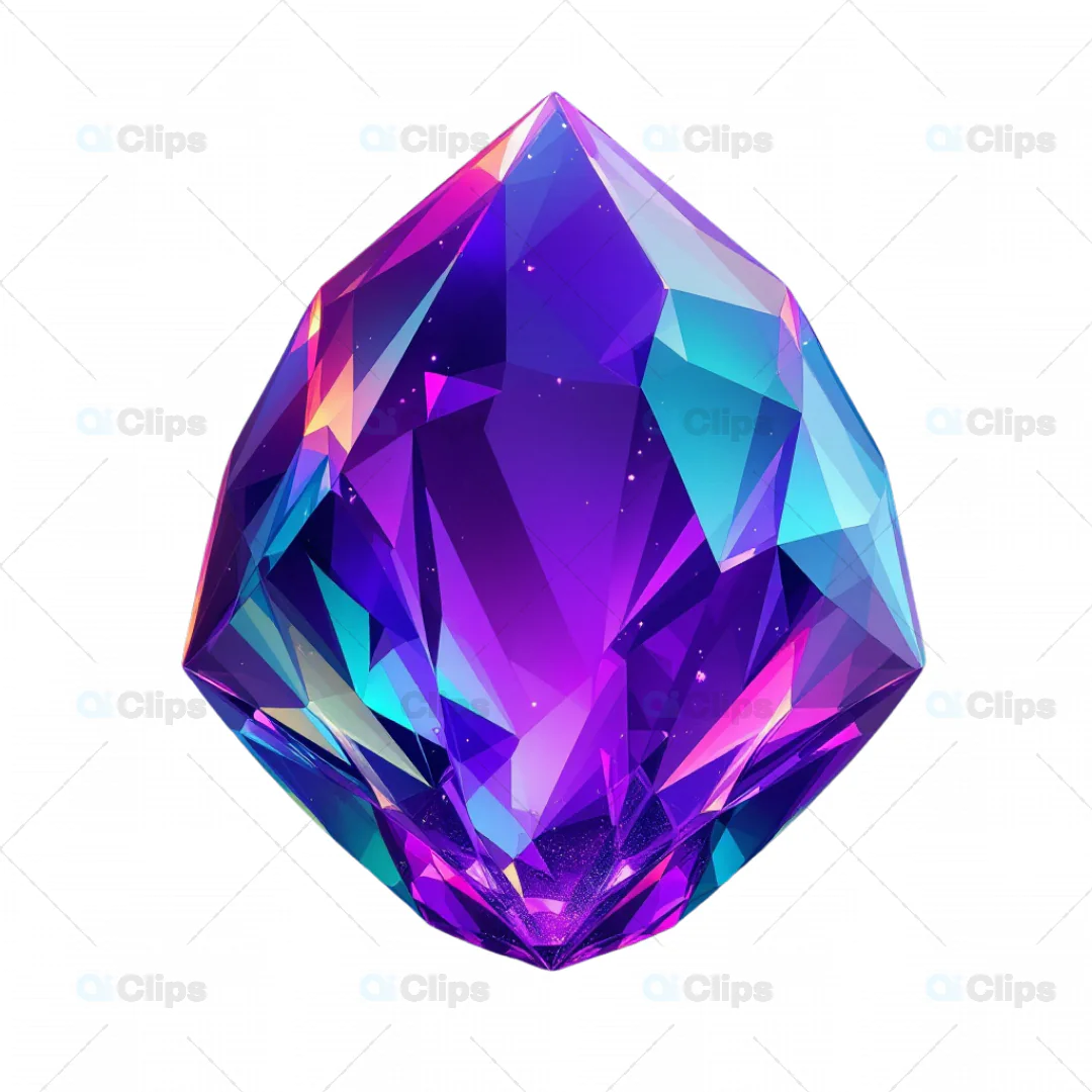 Faceted Purple and Blue Fantasy Crystal Gem - 3D Model